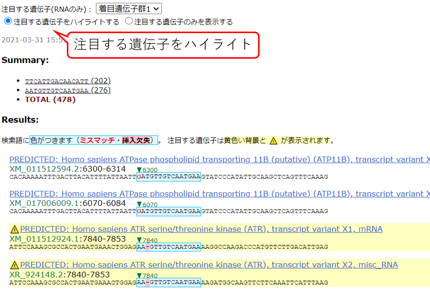 着目遺伝子ハイライト機能3